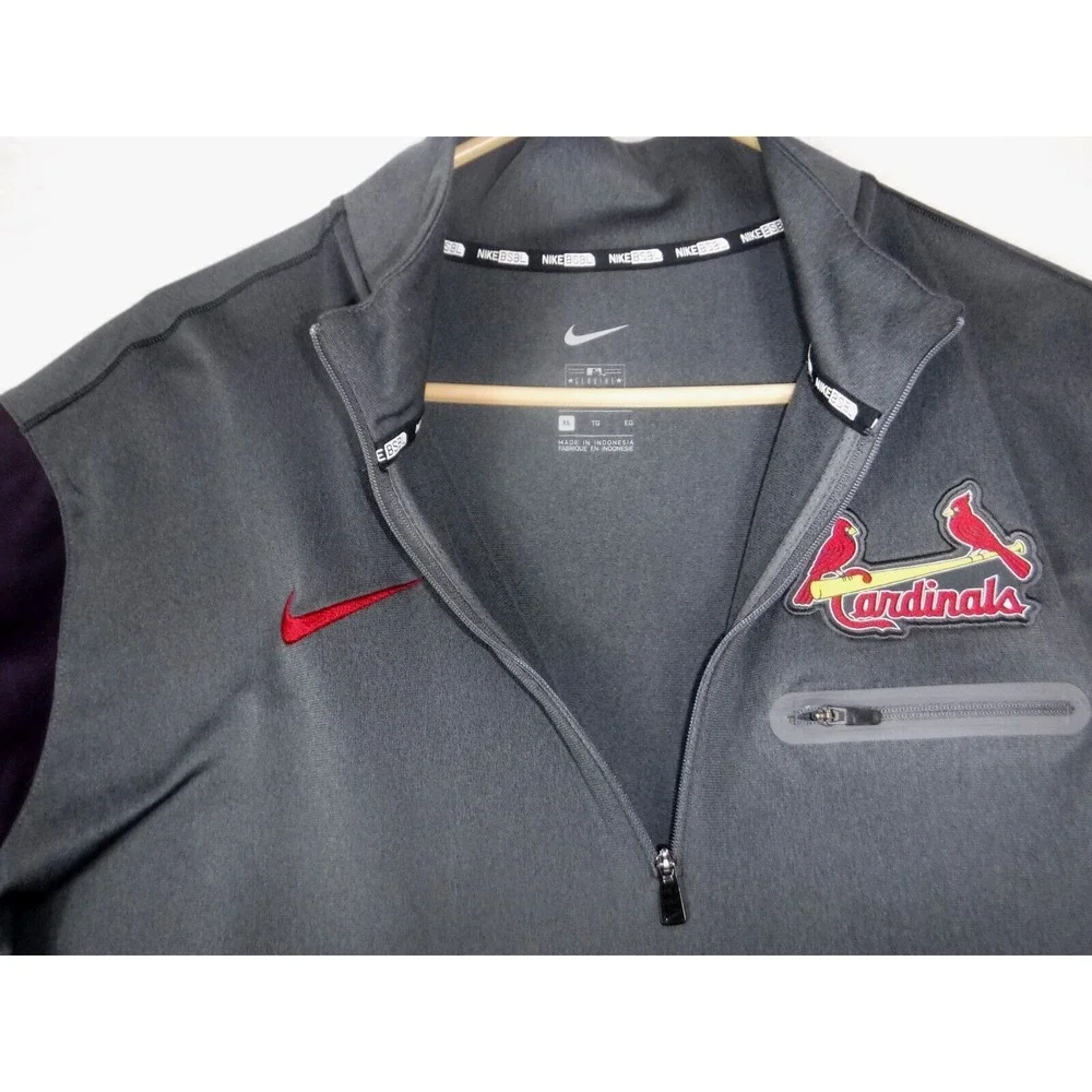 Nike BSBL Genuine Merchandise Men's XL St Louis‎ Cardinals 1/4 Zip Pullover Gray